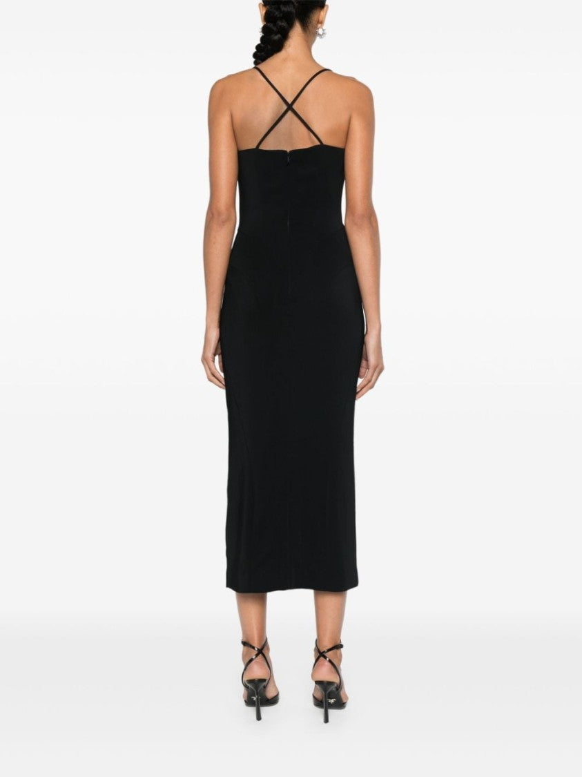 Mugler Mid-Length Black Stretch Dress