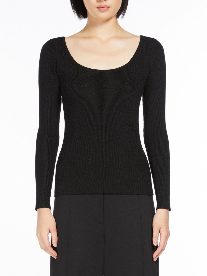 Max Mara Fitted Ribbed Top With Metallic Accents