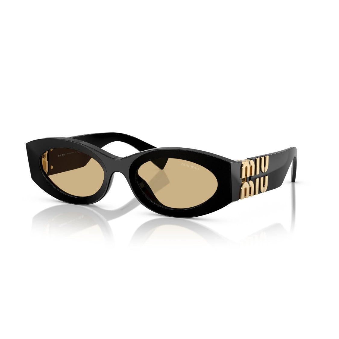 Miu Miu 0Mu 11Ws Glossy Black Acetate Oval Sunglasses
