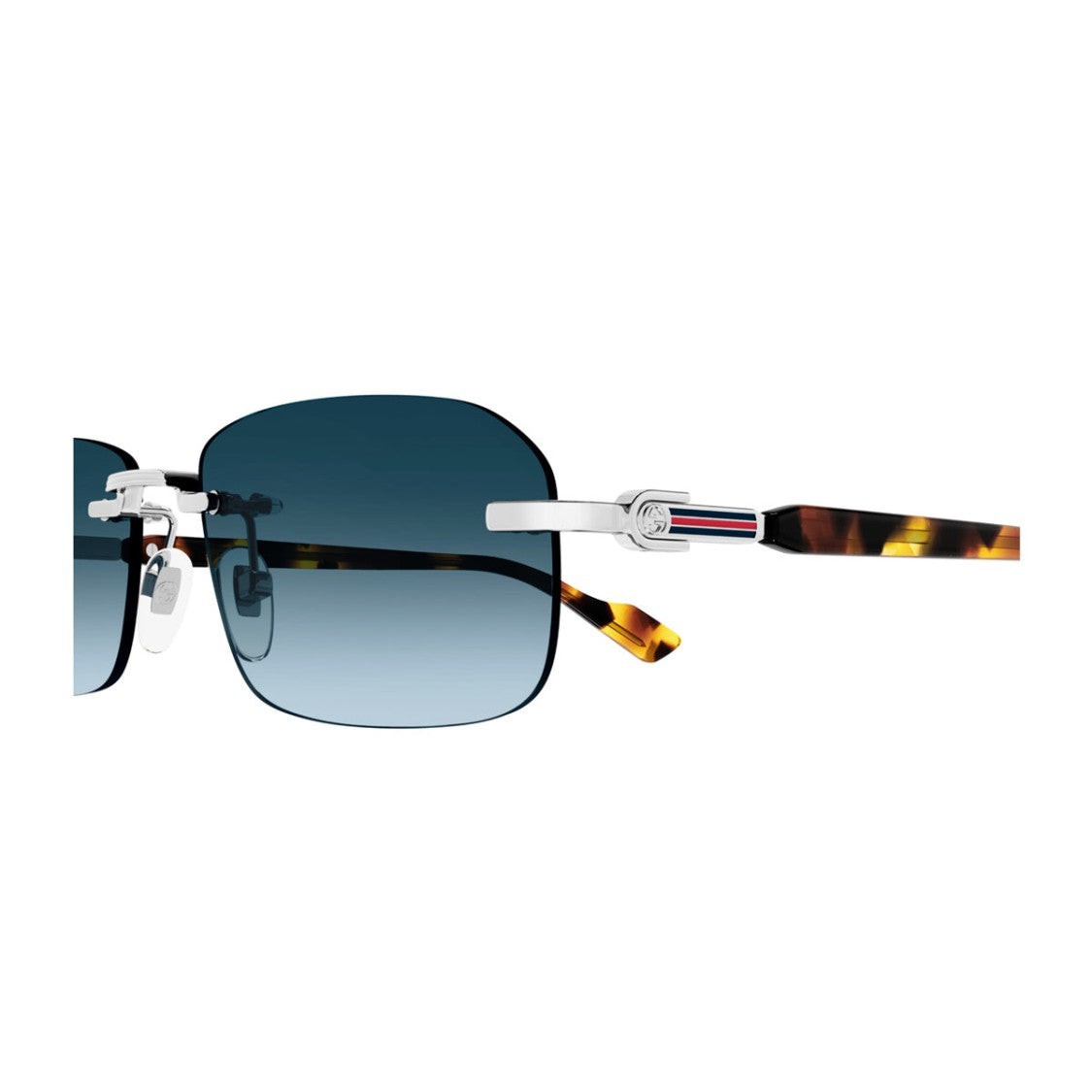 Gucci Silver Havana Linea Sign Gg1221s Rimless Rectangular Sunglasses
