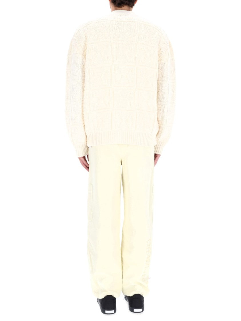 Off-White Beige Arrow Stitch Cardigan