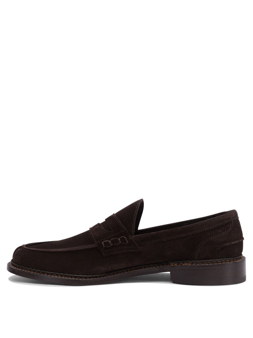 Tricker's Smooth Suede Loafers With Classic Silhouette
