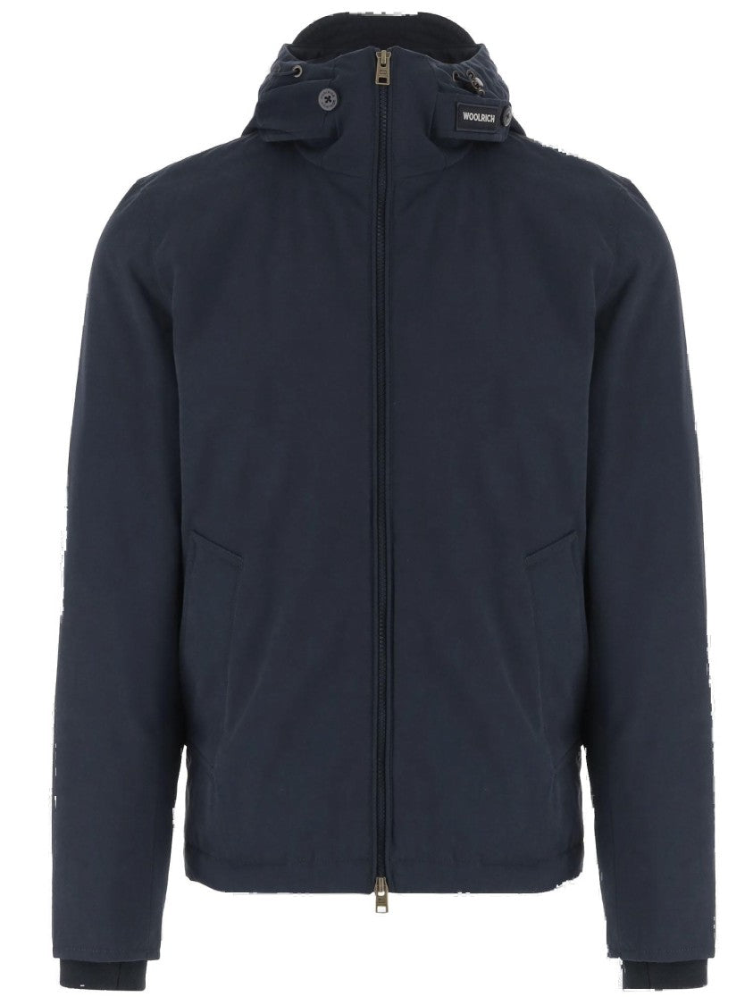 Woolrich Navy Cotton Blend Jacket With Hood