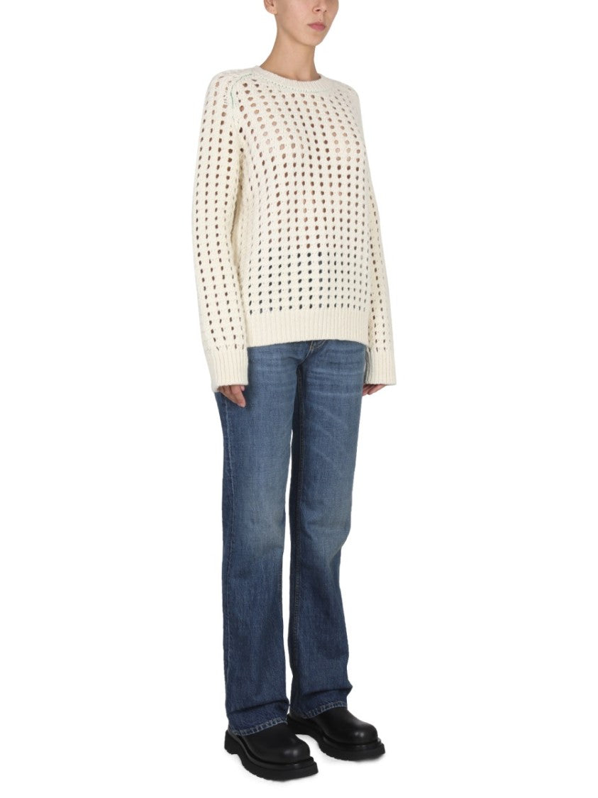 Bottega Veneta Textured Knit Sweater With Ribbed Cuffs