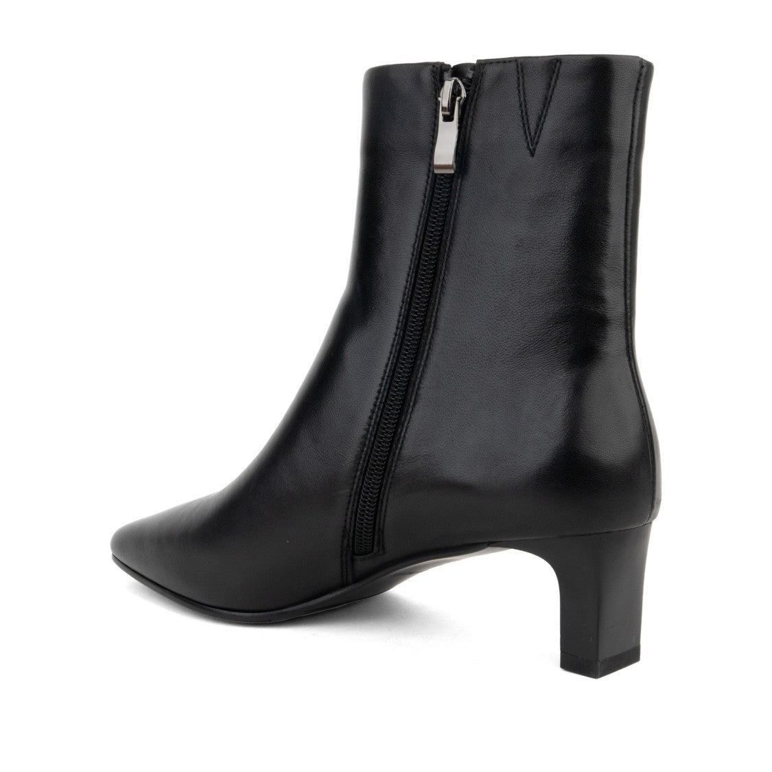 Linda Baumann Black Pointed Toe Minimalist Leather Ankle Boots