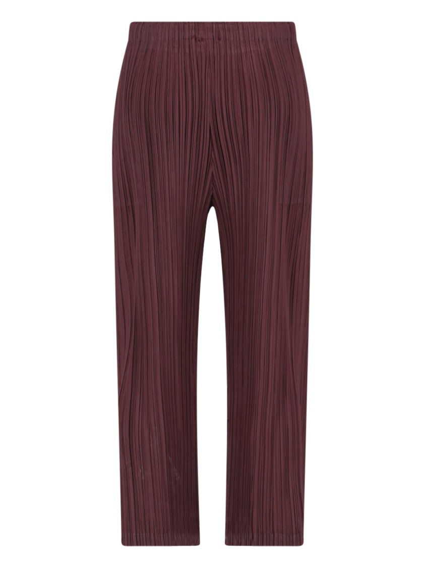 Pleats Please Red Pleated Trousers