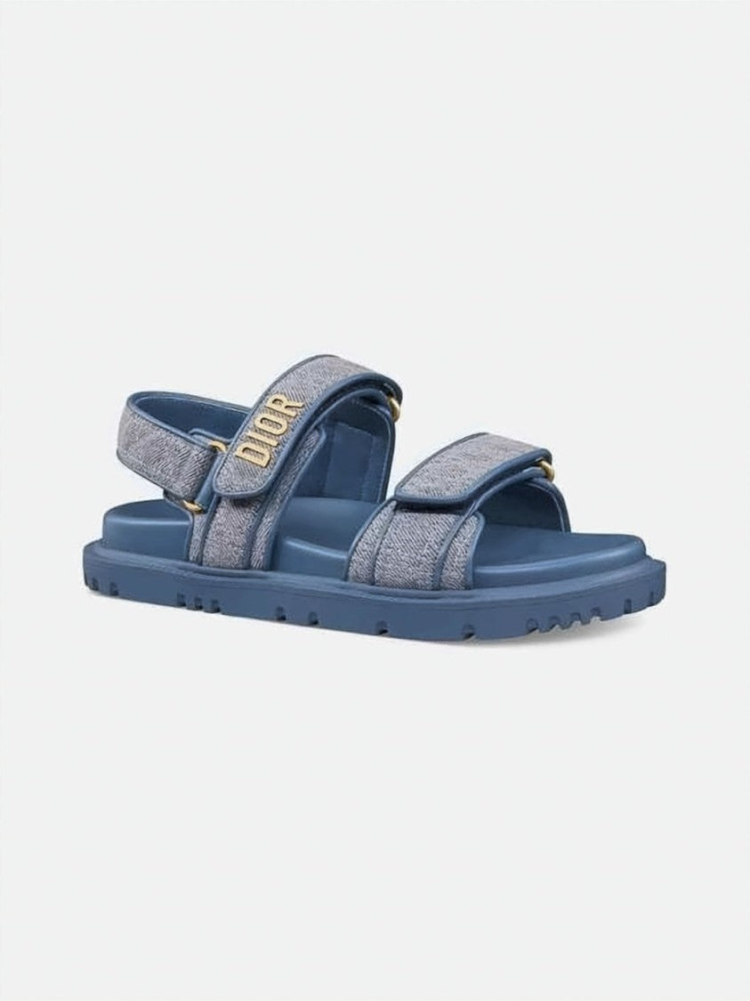 Dior Textured Fabric Sandal With Lambskin Accents And Adjustable Straps