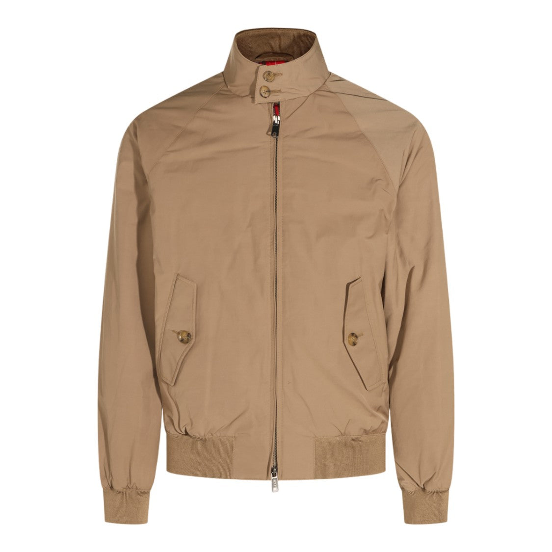 Baracuta High Collar Beige Jacket With Front Zipper And Flap Pockets
