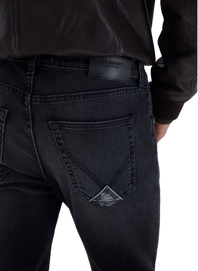 Roy Rogers Slim-Fit Denim Jeans Black Wash Fading