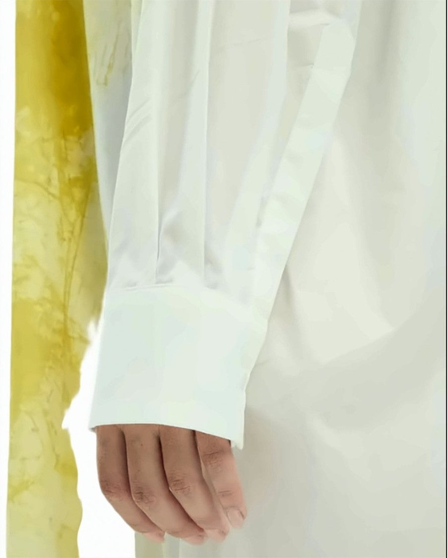 Mlo Artistic Front Print Side Slits Long Shirt