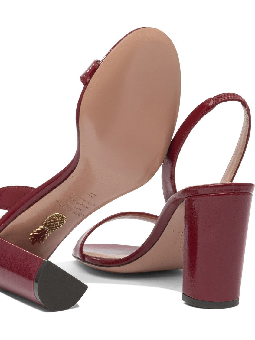 Aquazzura Red Block Sandals With Wide Strap