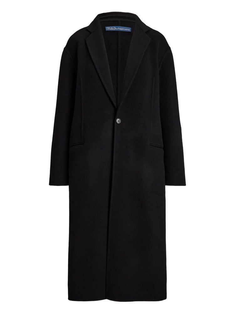 Polo Ralph Lauren Long Black Tailored Coat With Minimalist Design
