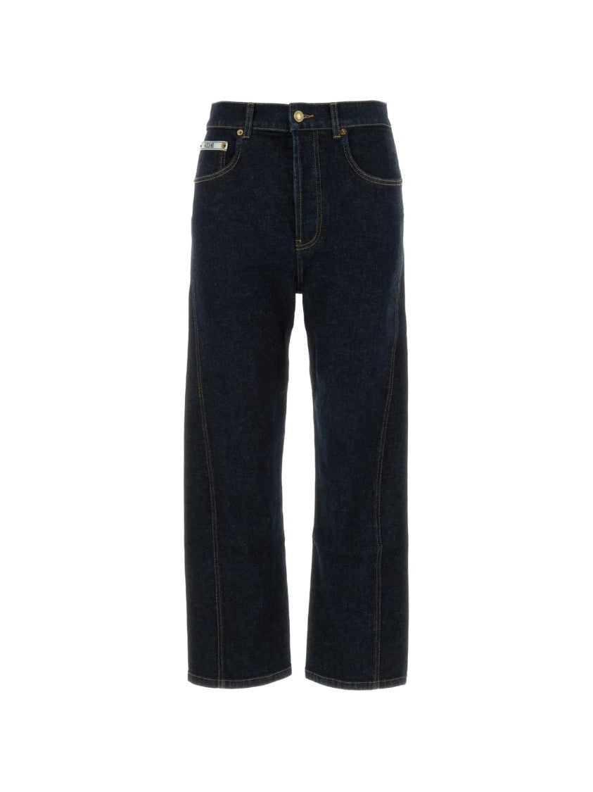 Moschino Indigo Cropped Five Pocket Cotton Denim Pants