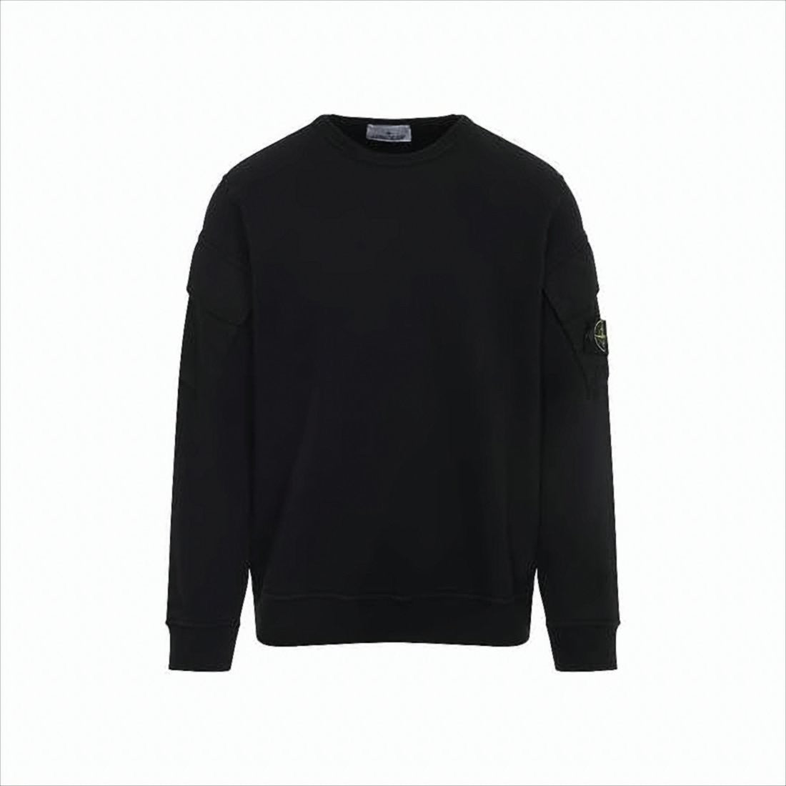 Stone Island Minimalist Black Long-Sleeve Sweatshirt With Patch Logo