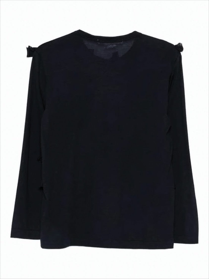 Comme Des Garçons Wool Jersey Top With Horizontal Fabric Bows And Relaxed Fit