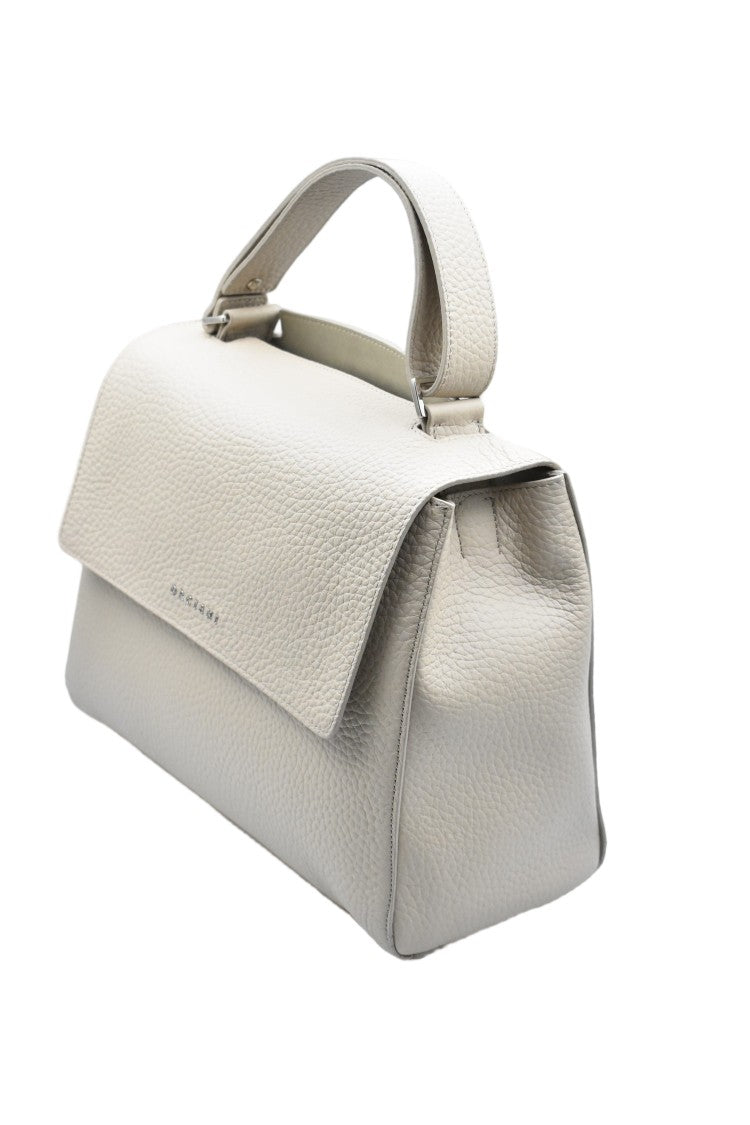 Orciani Beige Hammered Leather Conchiglia Hidden Handbag