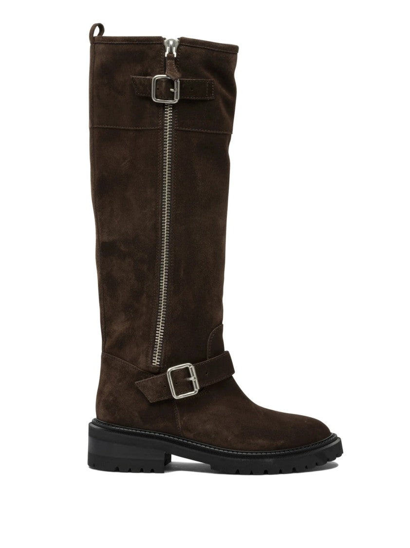 Via Roma 15 High Zip Biker Boots With Adjustable Ankle Straps