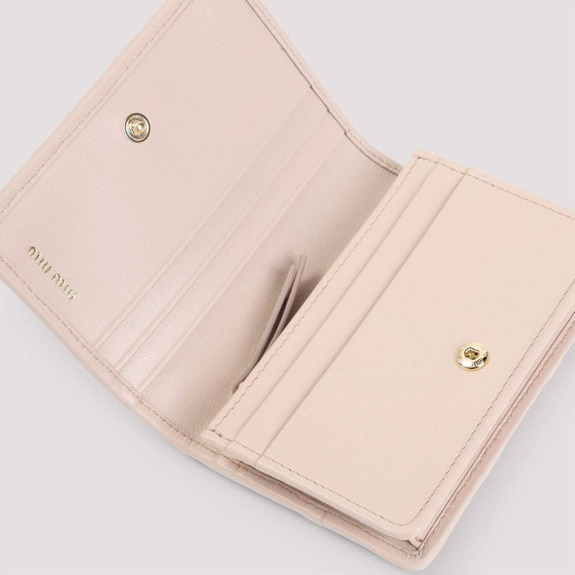 Miu Miu Quilted Leather Wallet In Soft Nude