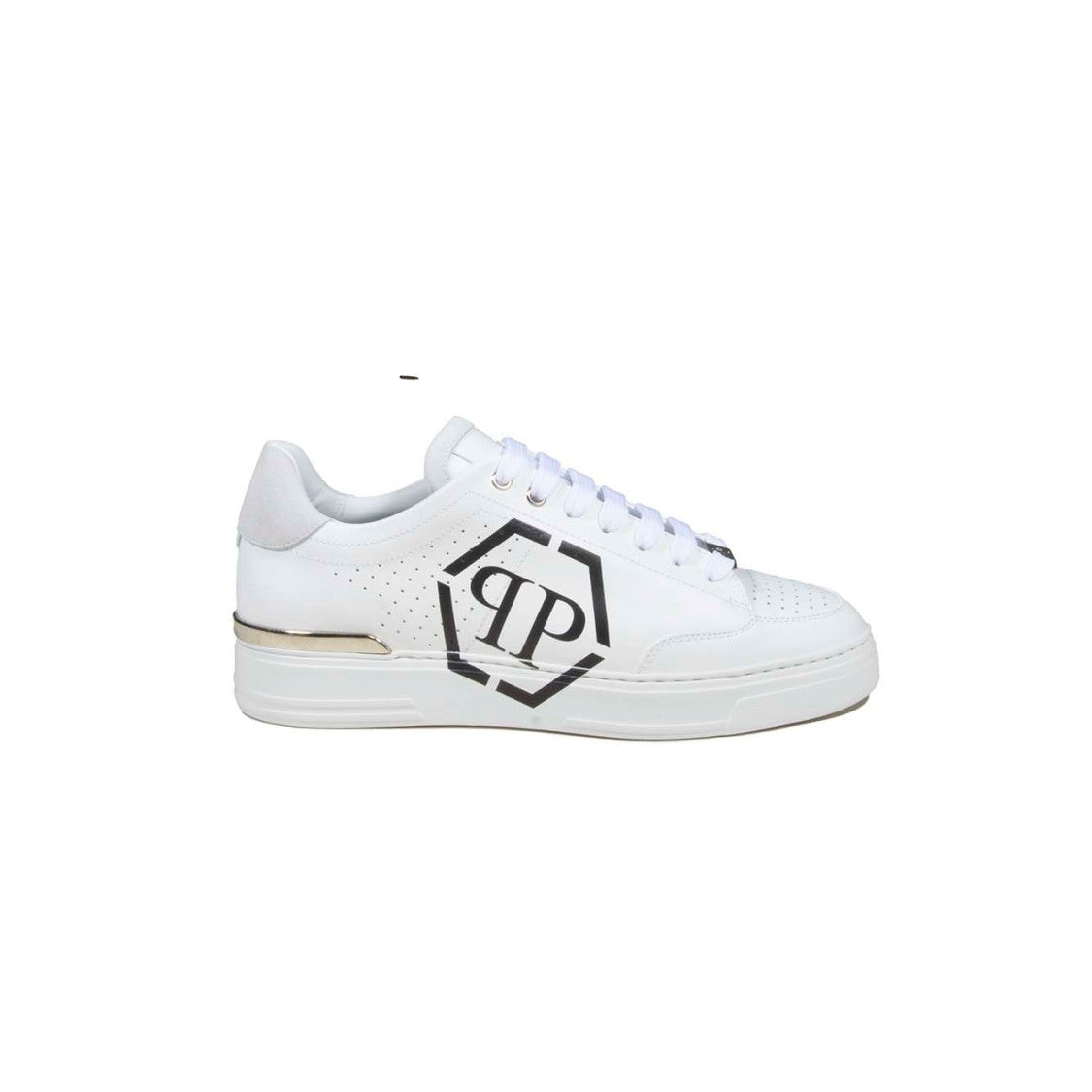 Philipp Plein Hexagon Lo-Top Sneakers In White Leather
