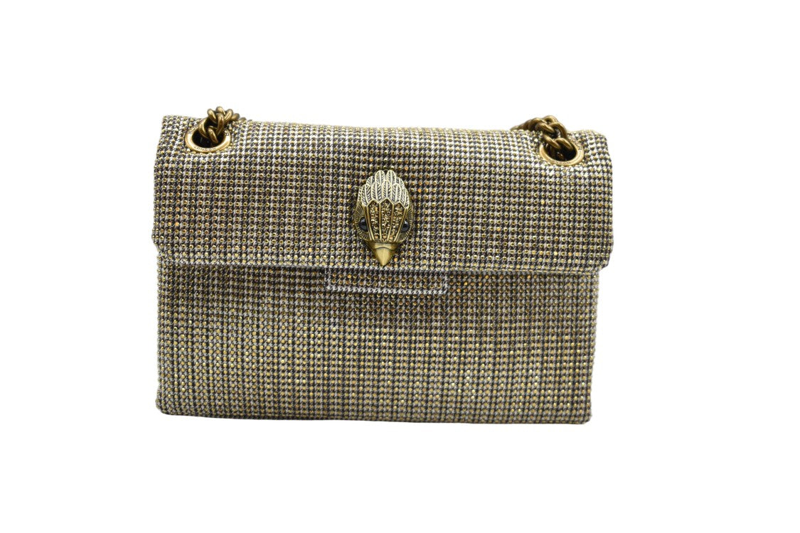 Kurt Geiger Textured Beige Handbag With Decorative Metallic Clasp