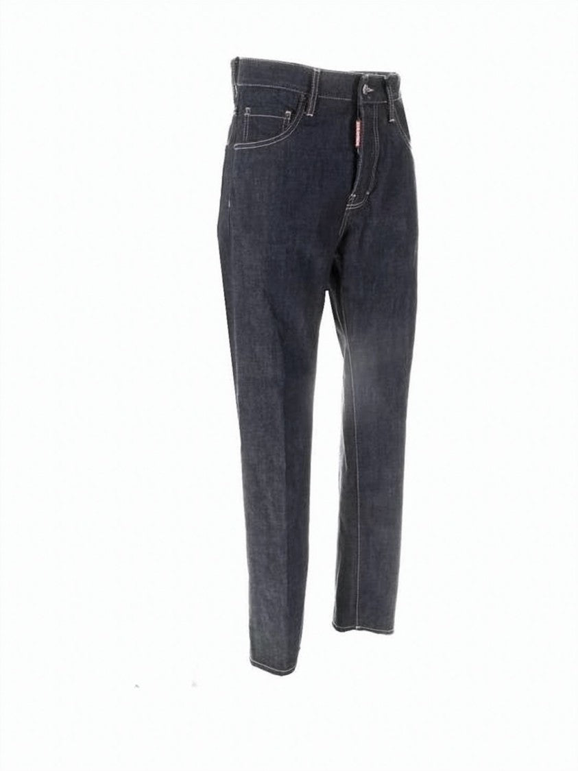 Dsquared2 Classic Straight-Leg Denim Pants With Faded Wash And Leather Patch