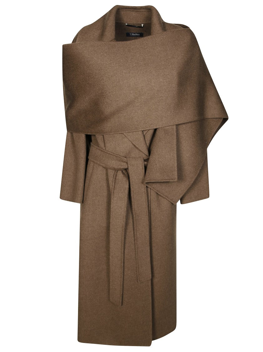 Max Mara Wrap-Design Mid-Length Cuore Coat With Oversized Collar