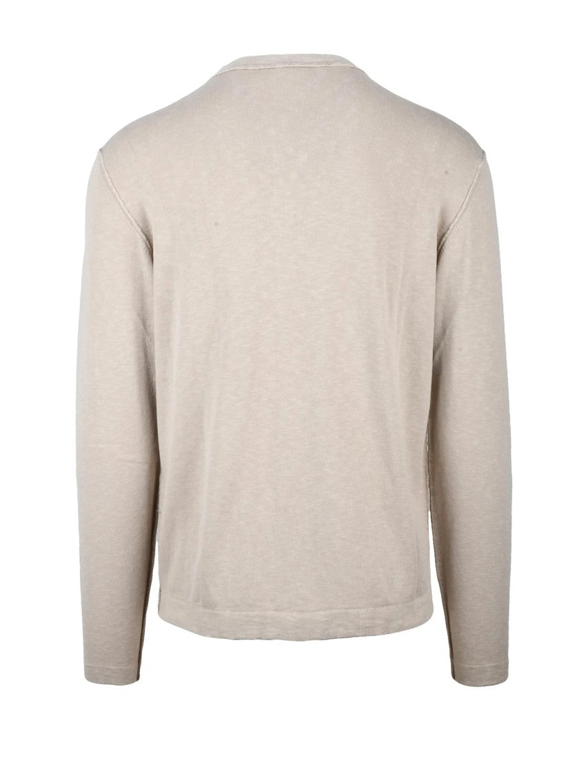 Wool & Co Beige Crewneck Cotton Sweater
