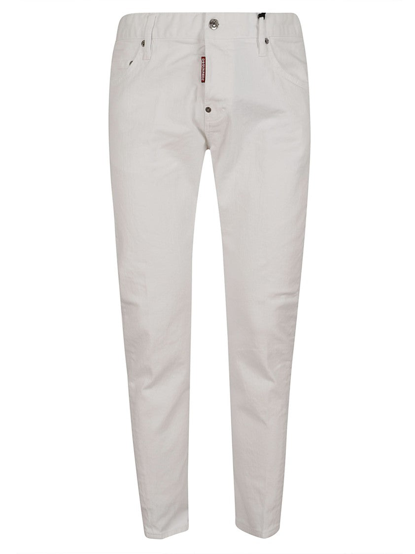 Dsquared2 Slim-Fit White Jeans With Five-Pocket Design And Signature Label
