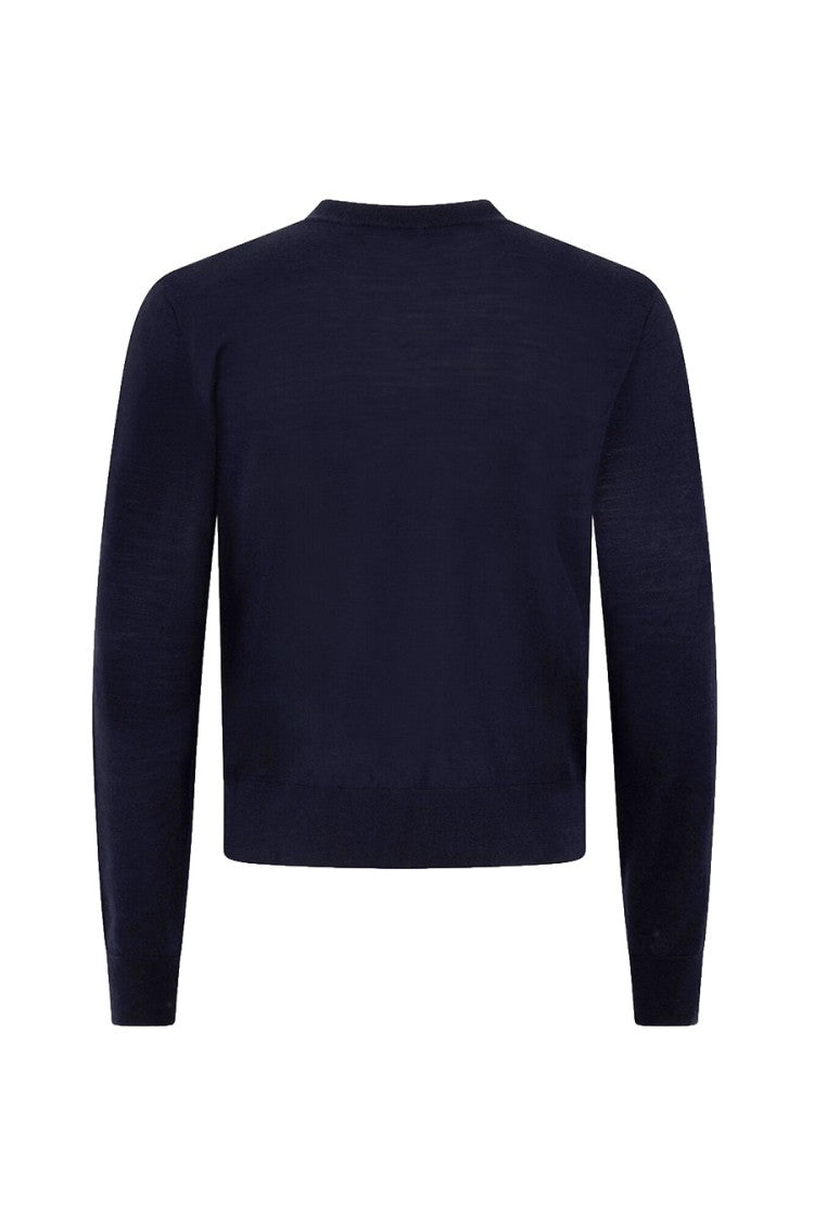 Dsquared2 Navy Crewneck Tonal D2 Logo Wool Sweater
