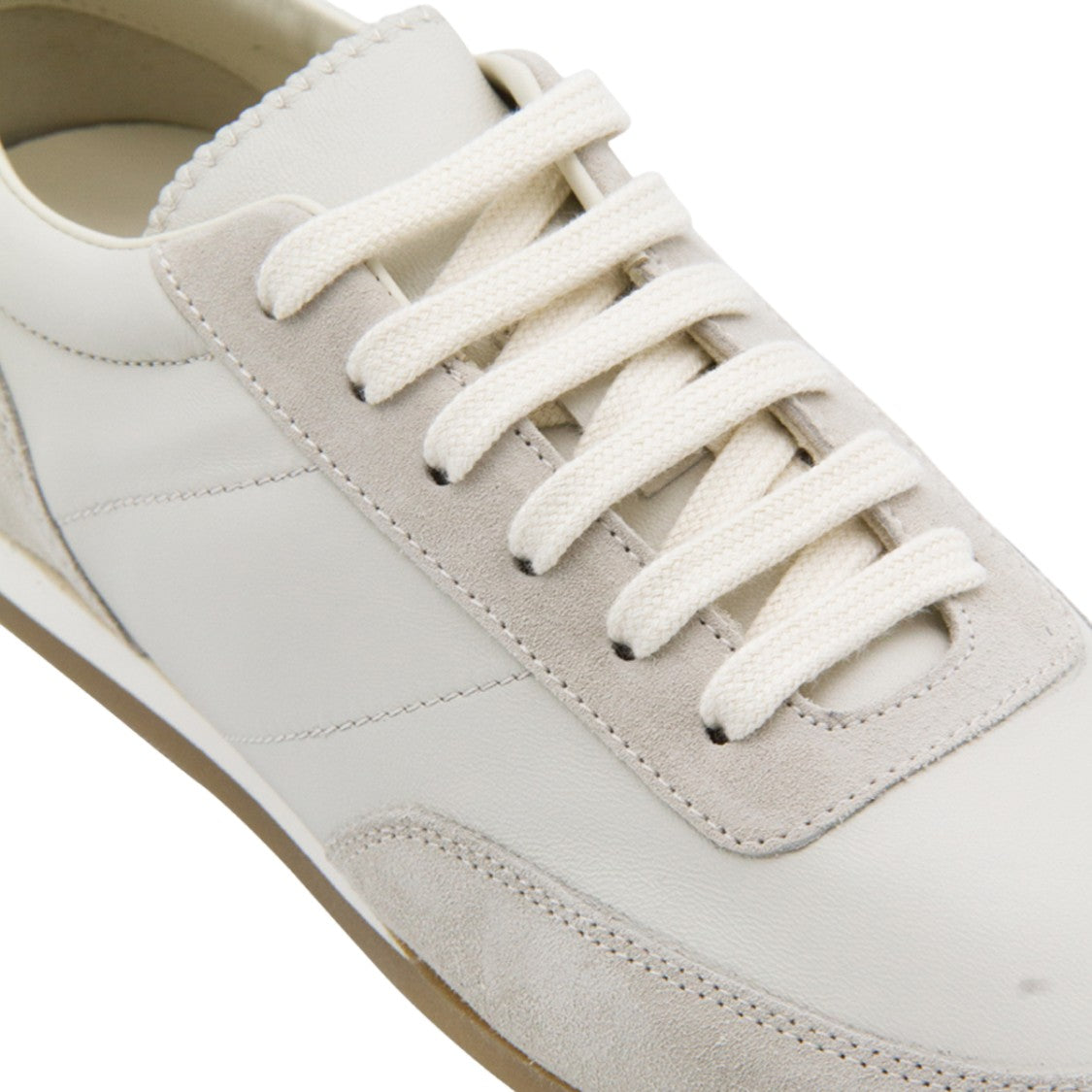 Common Projects White Leather Sneakers With Suede Accents