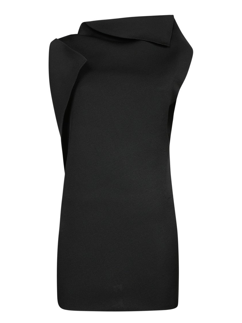 Jacquemus Draped Shawl Collar Black Dress