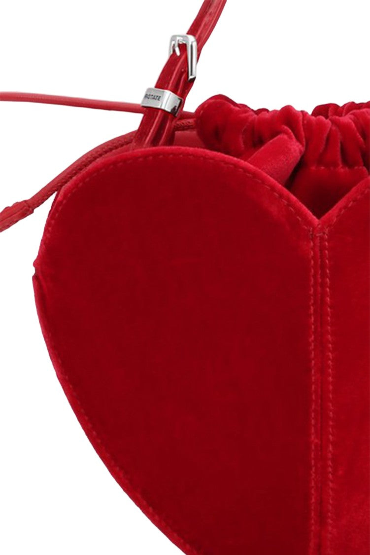 Rotate Velvet Drawstring Heart Shoulder Bag