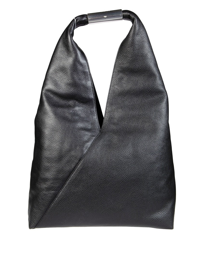 Mm6 By Maison Margiela Triangular Fold Over Pebbled Leather Shoulder Bag