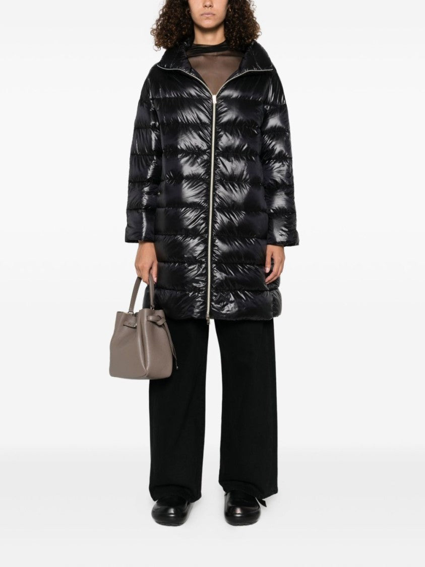 Herno Quilted Black Jacket With High Collar