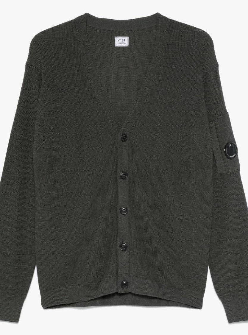 C.P. Company V-Neck Button-Down Cardigan With Distinctive Patch Detail