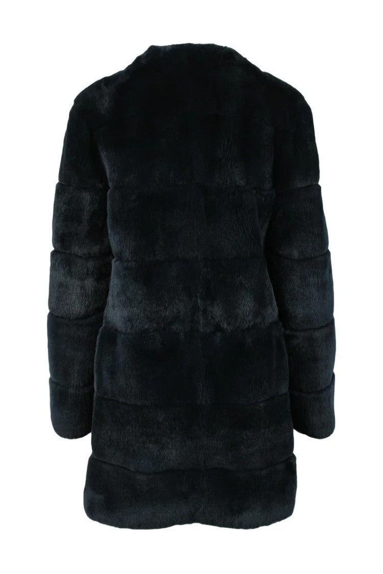 Blancha Rabbit Fur Coat - Midnight Blue