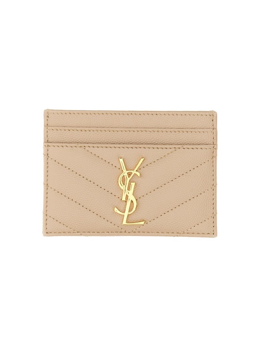 Saint Laurent Cassandre Chevron Quilted Leather Card Holder