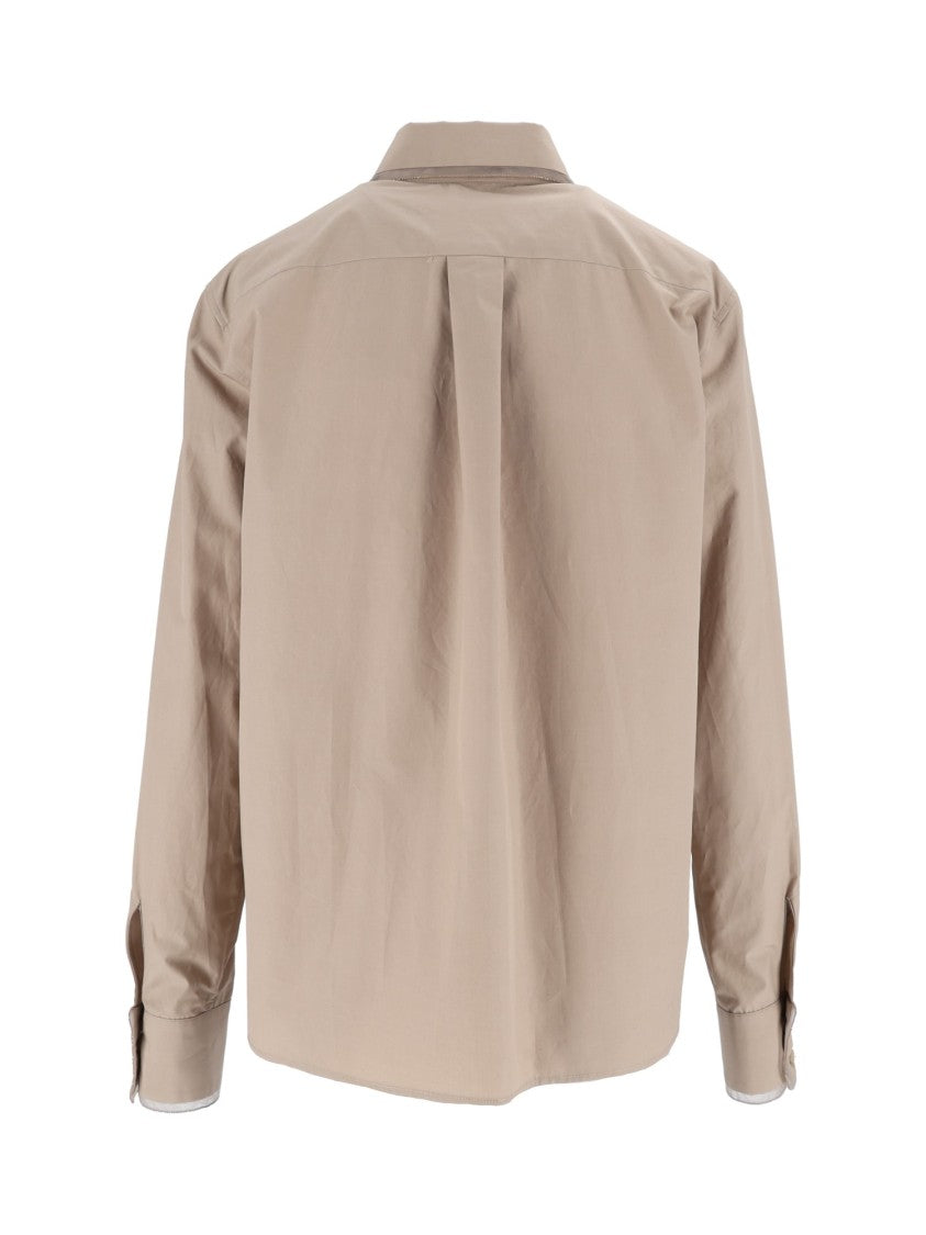 Fabiana Filippi Mocha Diamond Tulle Poplin Shirt