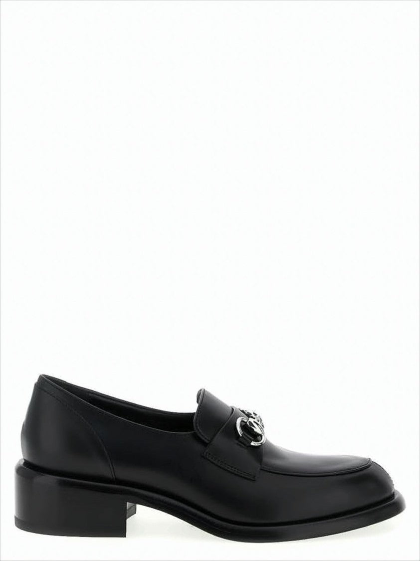 Gucci Polished Black Calf Leather Loafers