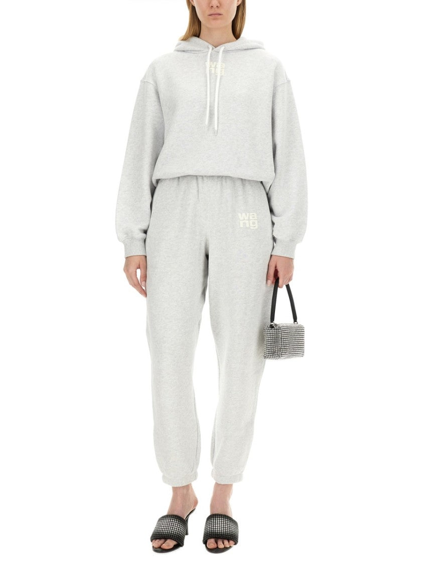 T By Alexander Wang Oversized Grey Hoodie With Subtle Logo