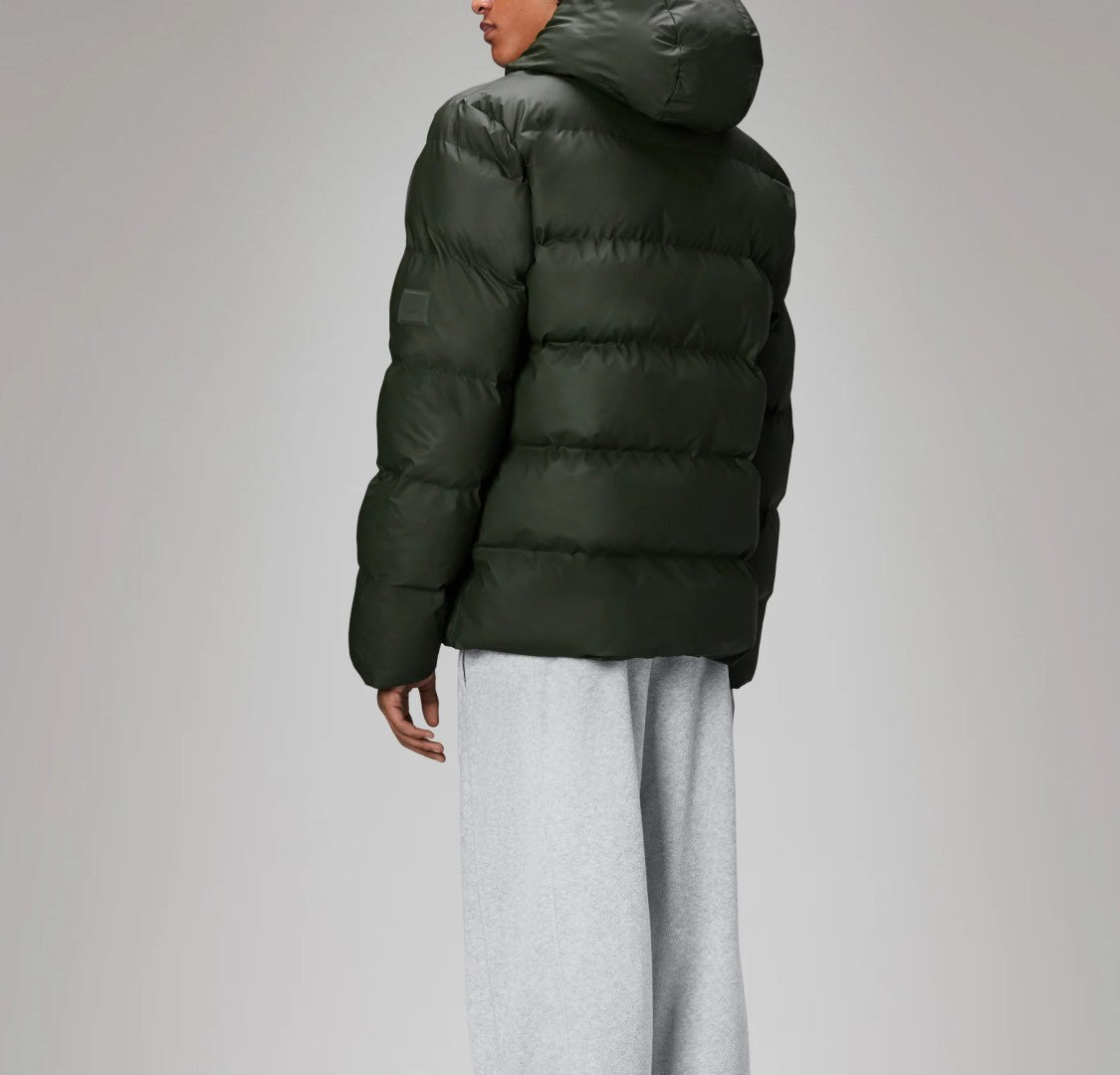 Rains Quilted Green Puffer Jacket