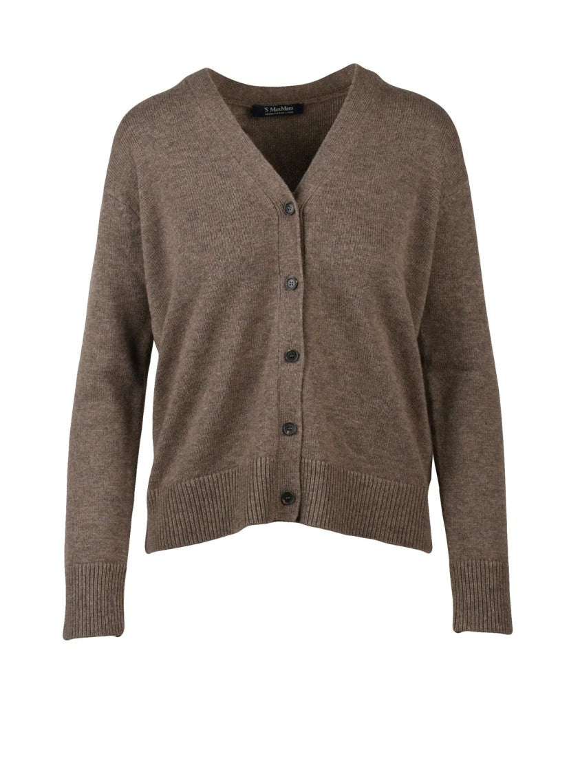Max Mara Taupe Wool-Blend Cropped Cardigan