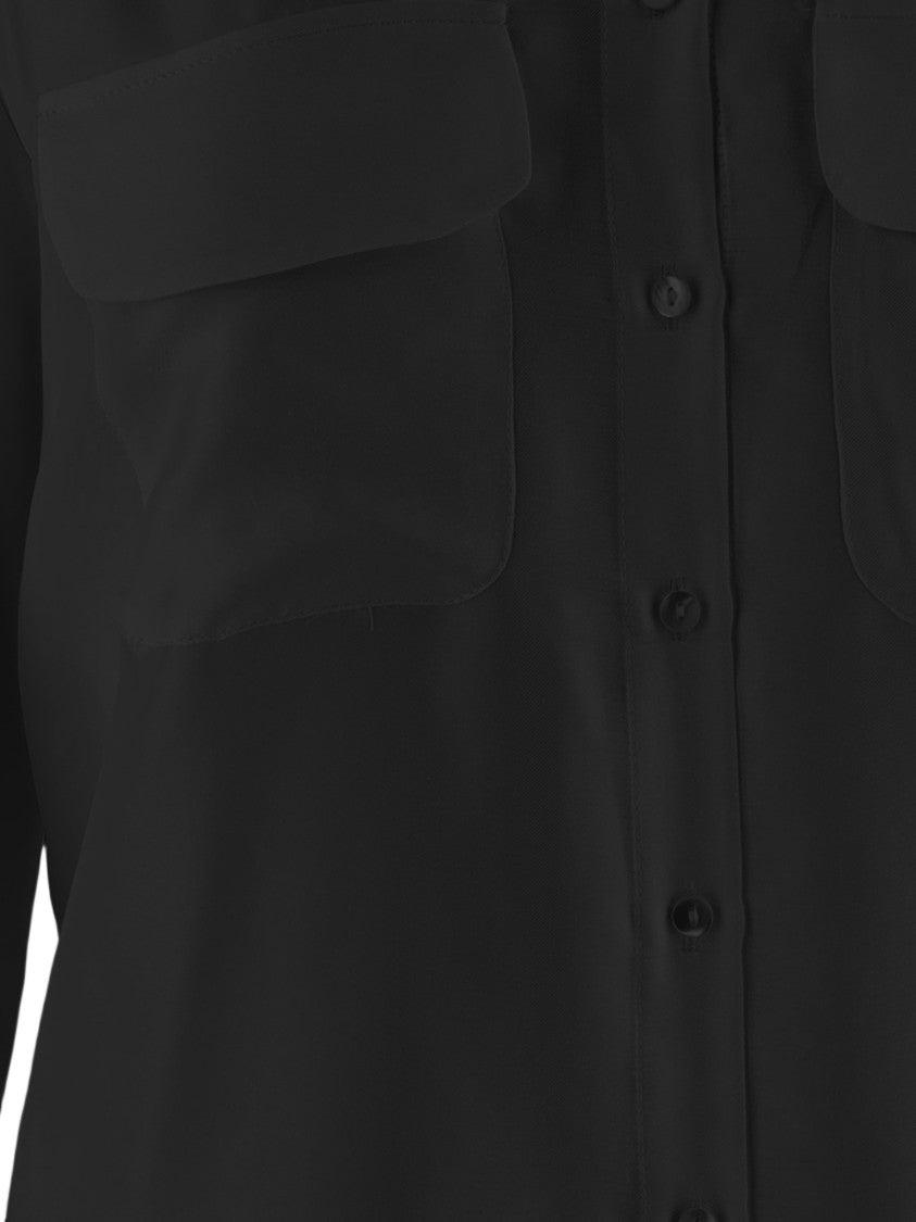 Her Shirt Long-Sleeved Silk Shirt With Classic Collar And Flap Pockets