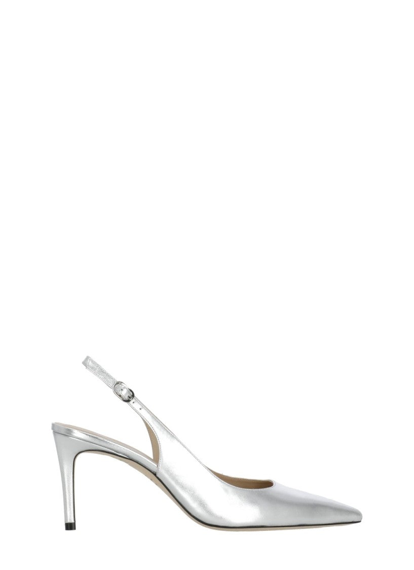Stuart Weitzman Silver Power 75 Slingback Pumps