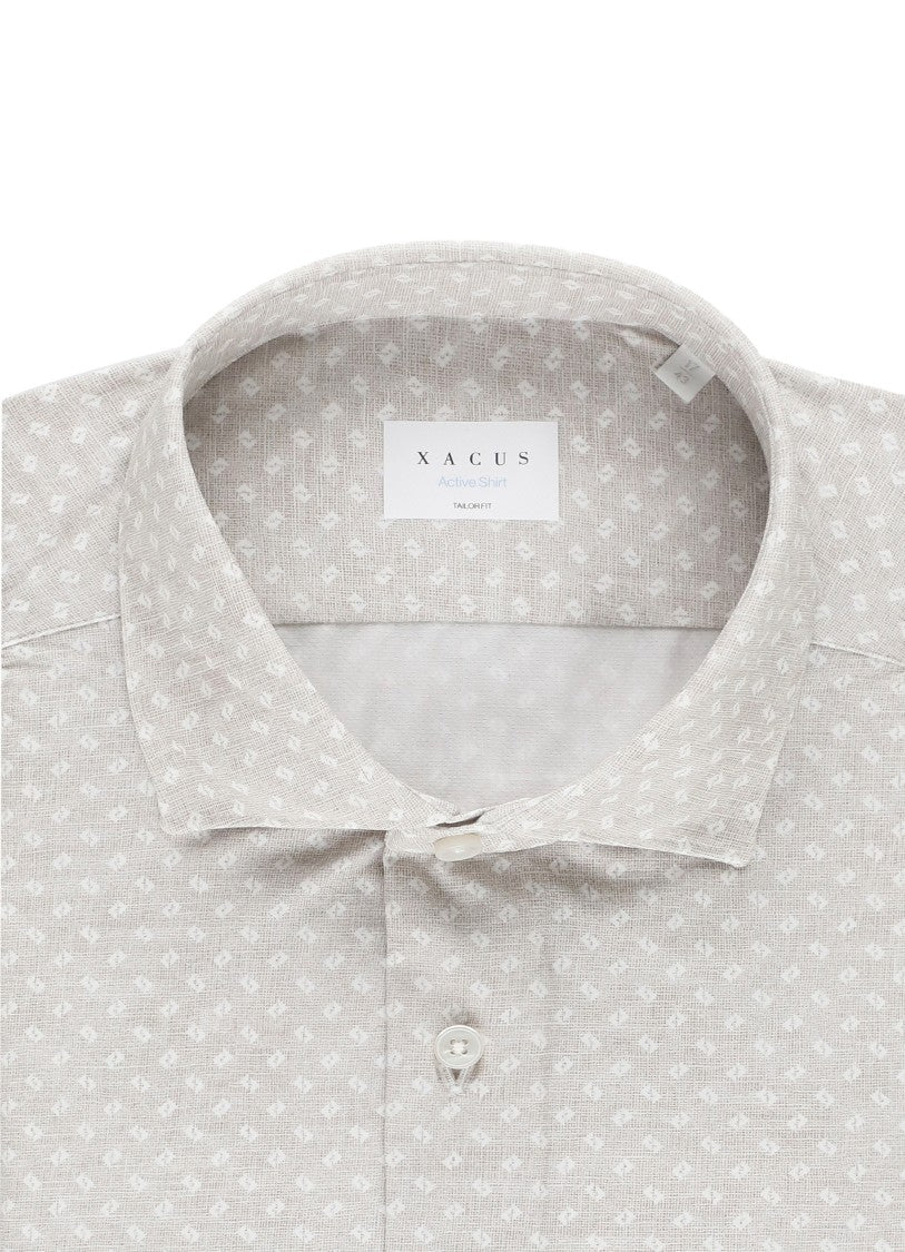 Xacus Beige White Geometric Active Shirt