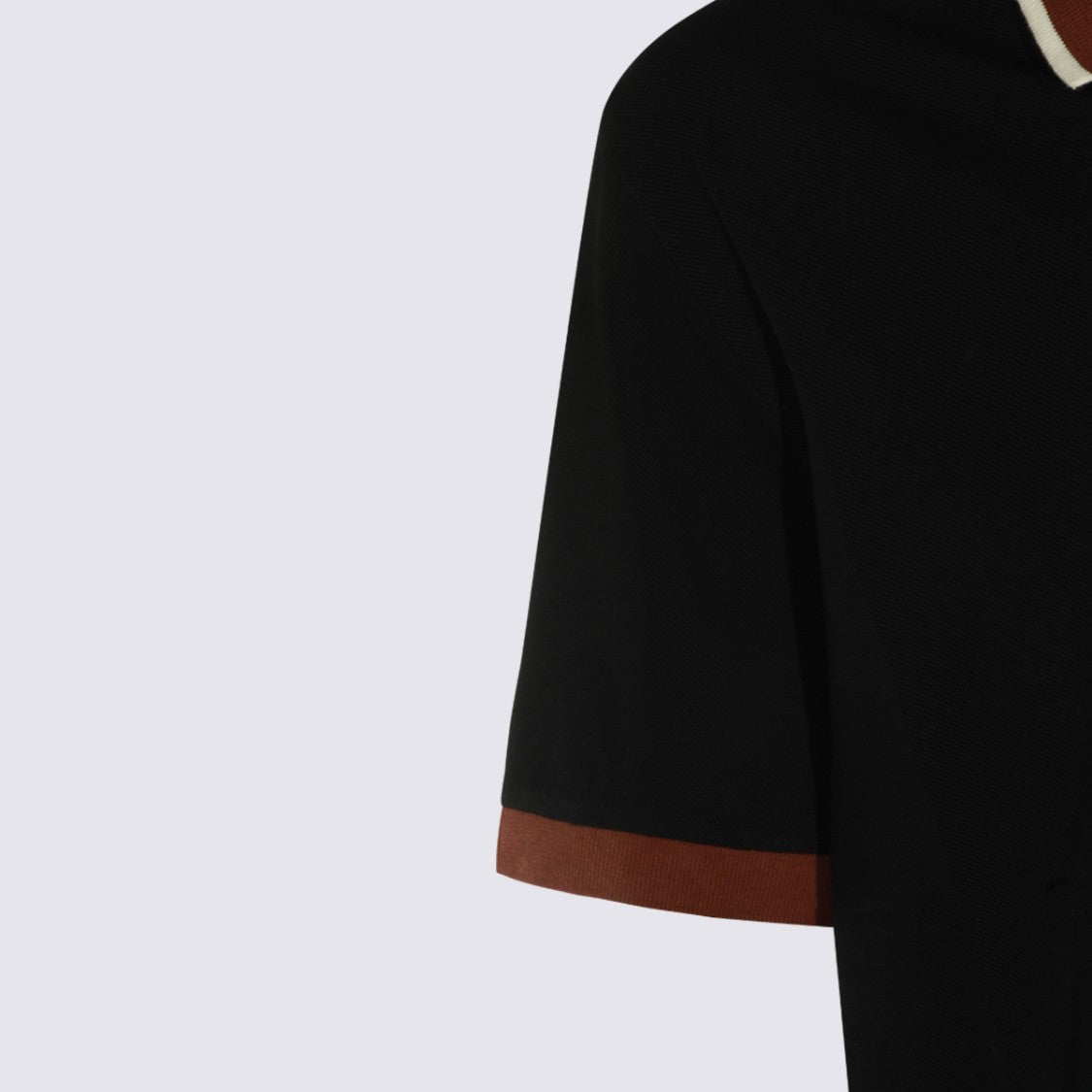 Marni Classic Black Polo Shirt With Contrasting Brown Accents