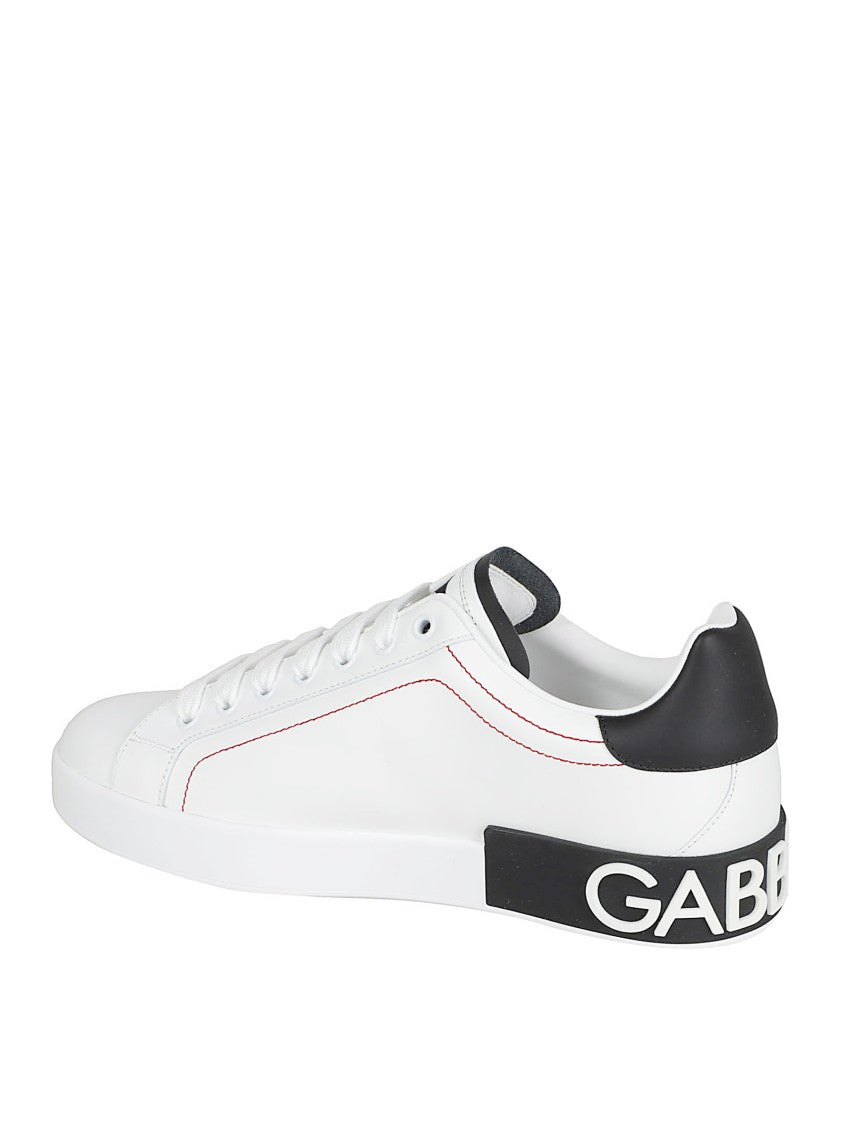 Dolce & Gabbana Smooth Leather Sneakers With Contrasting Stitching