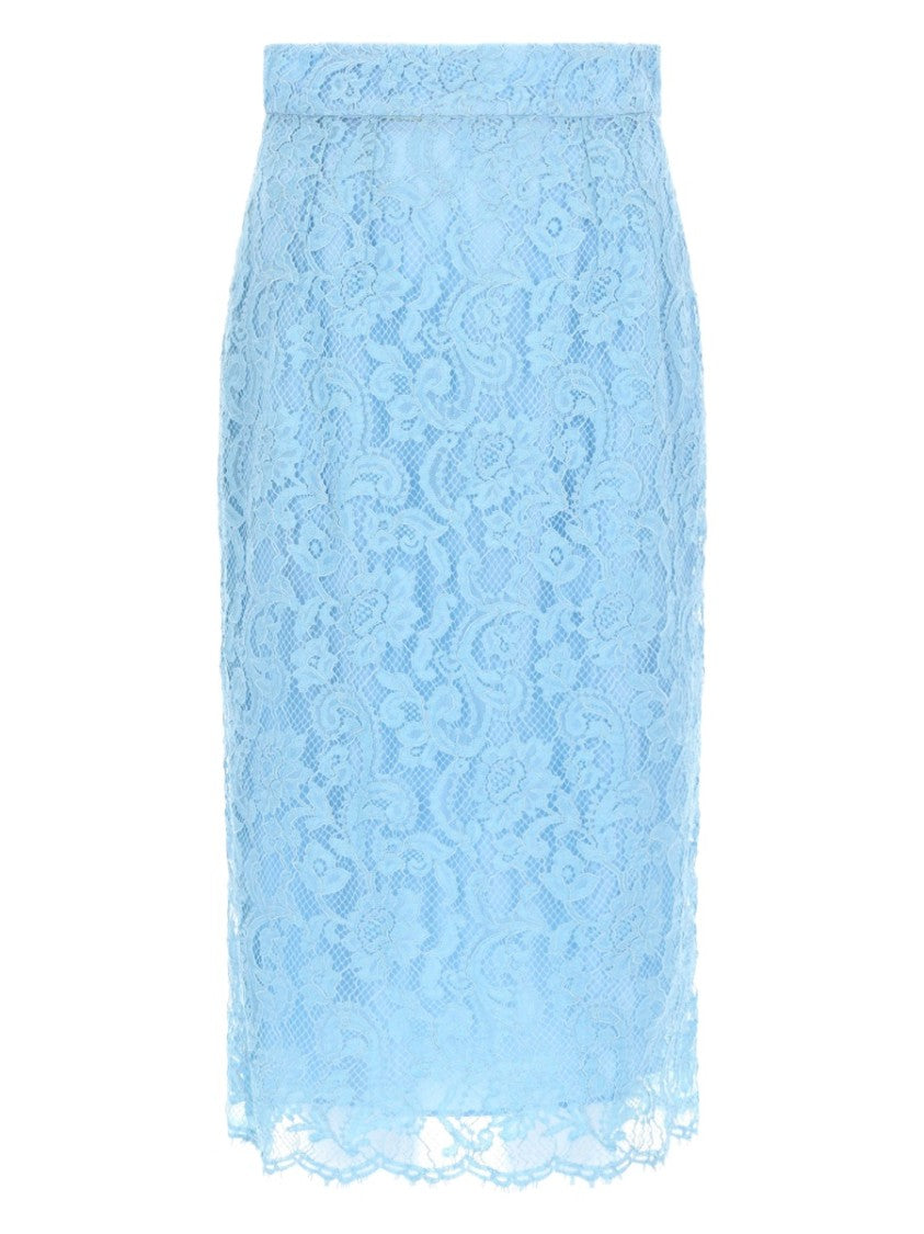 Dolce & Gabbana Pencil Fitted Lace Scalloped Skirt