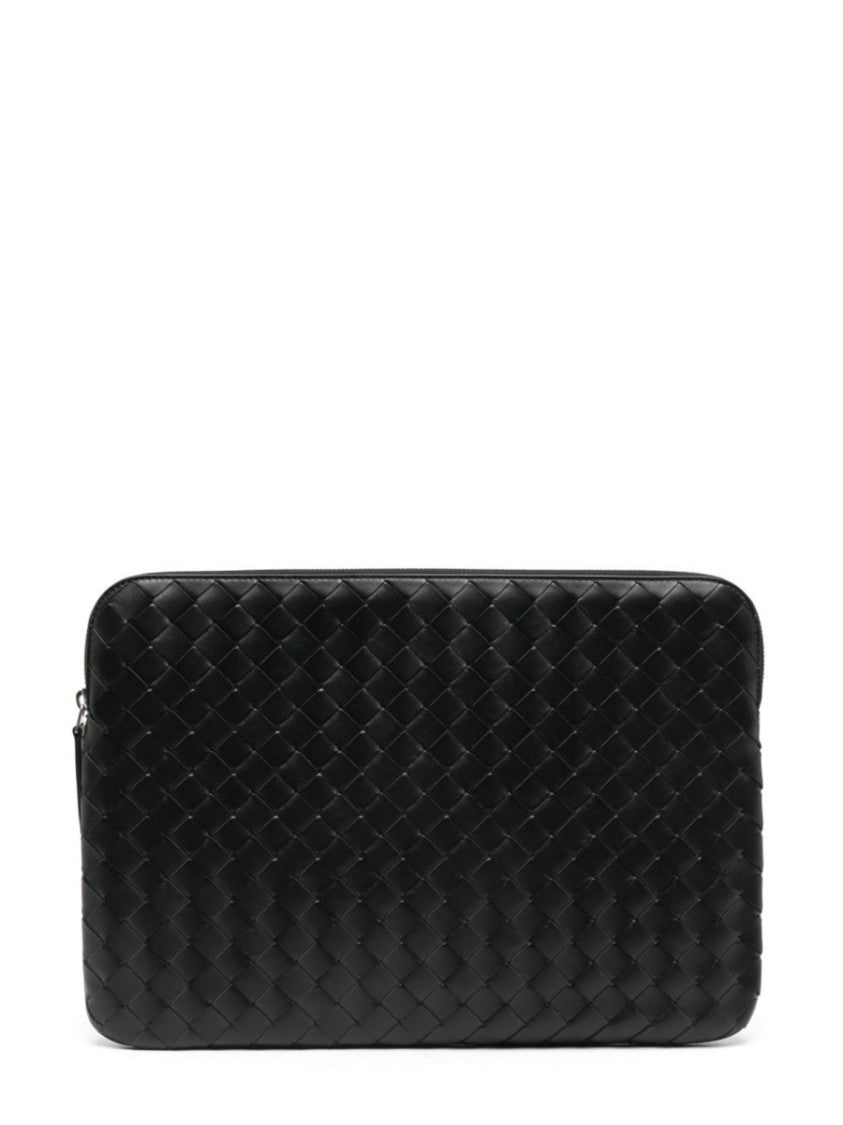 Bottega Veneta Woven Calf Leather Document Holder With Zip Closure