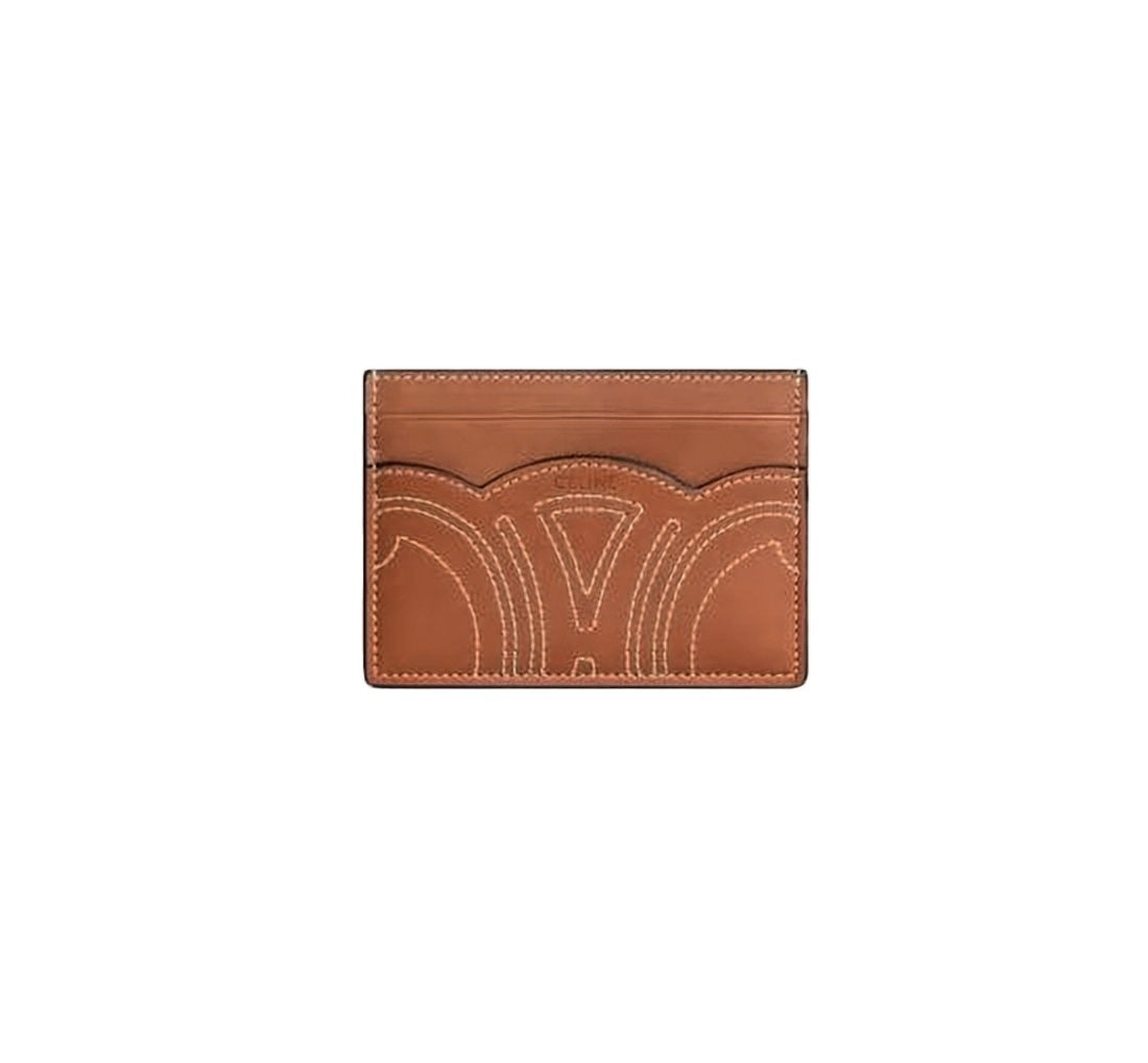 Celine Compact Calf Leather Cardholder With Stitching